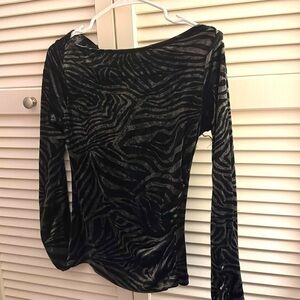 Anna Rachele Italian Designer EUC Velvet Zebra Print Long Sleeve Top Size Small